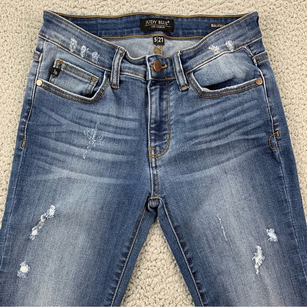 Judy Blue Women's Relaxed Fit Distressed Denim Jeans Style JB8271DK Size: 5/27 - Picture 2 of 15